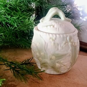 Elegant Green and Cream Ceramic Jar